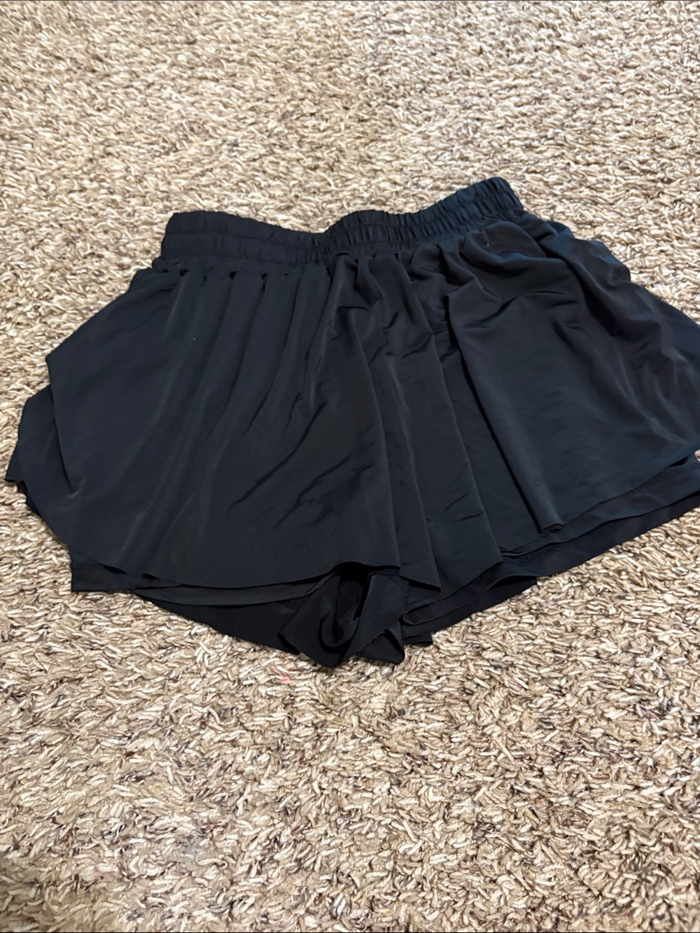 SHEIN Black Elastic-Ruffle Skort Shorts